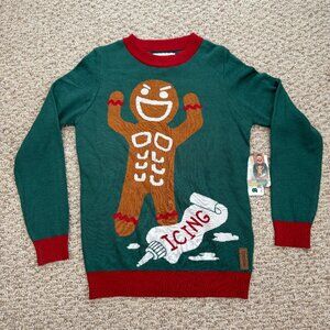 Tipsy Elves Ugly Christmas Sweater Men's S Gingerbread Man Icing 6 packs‎